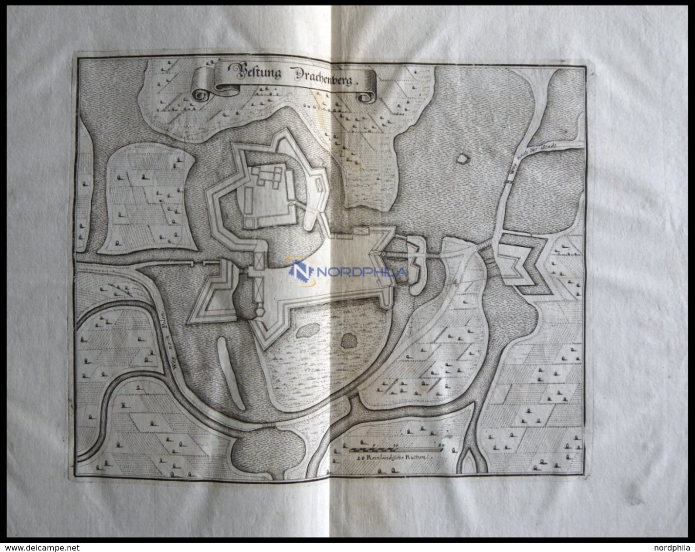 TRACHENBERG/SCHLESIEN: Die Vestung Trachenberg, Grundrißplan, Kupferstich Von Merian Um 1645 - Lithographien