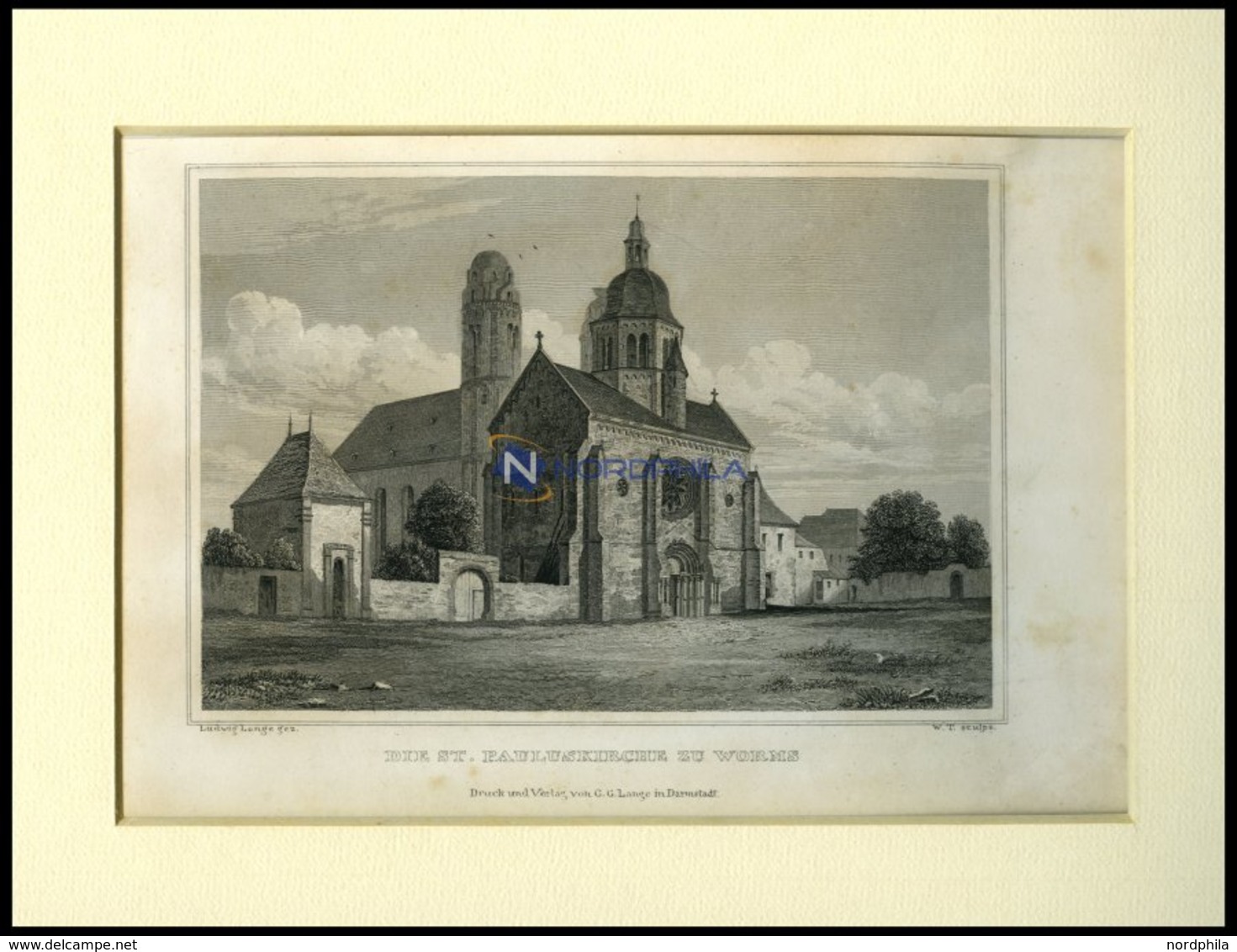 WORMS: Die St. Pauluskirche, Stahlstich Von Lange/W.T. Sculps, 1840 - Lithographies