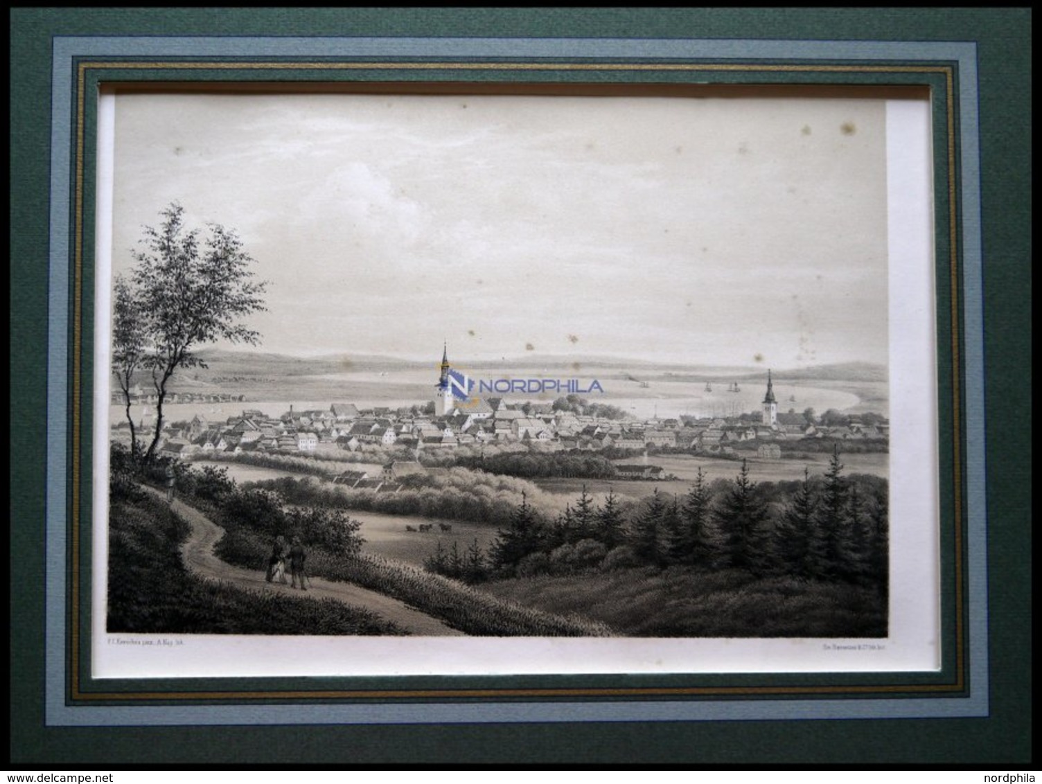 AALBORG (Aalborg), Gesamtansicht, Lithographie Mit Tonplatte Von Alexander Nay Nach F.C. Kierschou Bei Emil Baerentzen,  - Lithographien