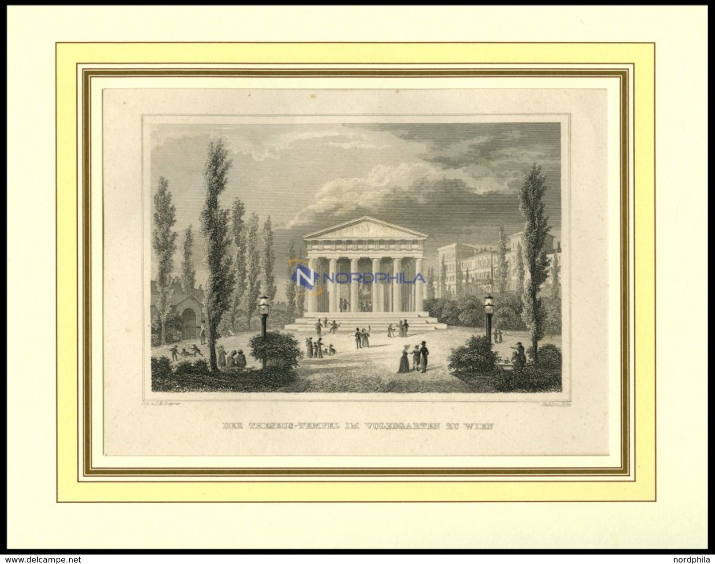 WIEN: Der Teeseus-Tempel Im Volksgarten, Stahlstich Von Bayrer/Höfer, 1840 - Litografía