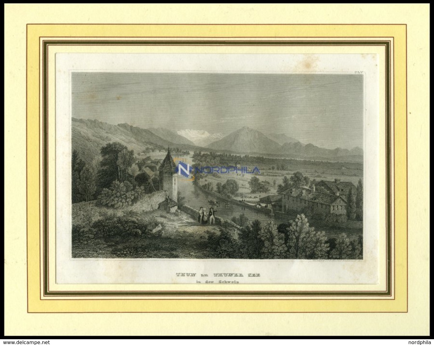 THUN, Gesamtansicht, Stahlstich Von B.I. Um 1840 - Litografía