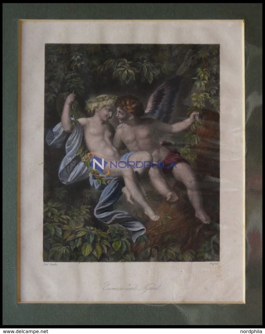 Eumon Und Nysial, Kolorierter Stahlstich Um 1840 - Litografía