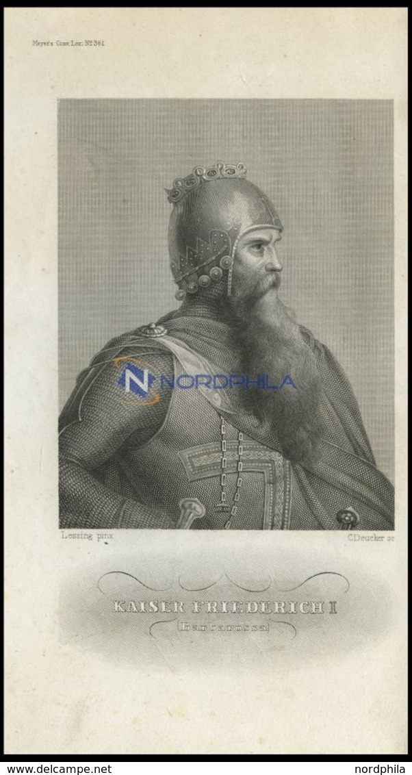 Kaiser Friedrich I (Barbarossa), Stahlstich Von C. Deucher Um 1840 - Lithographien