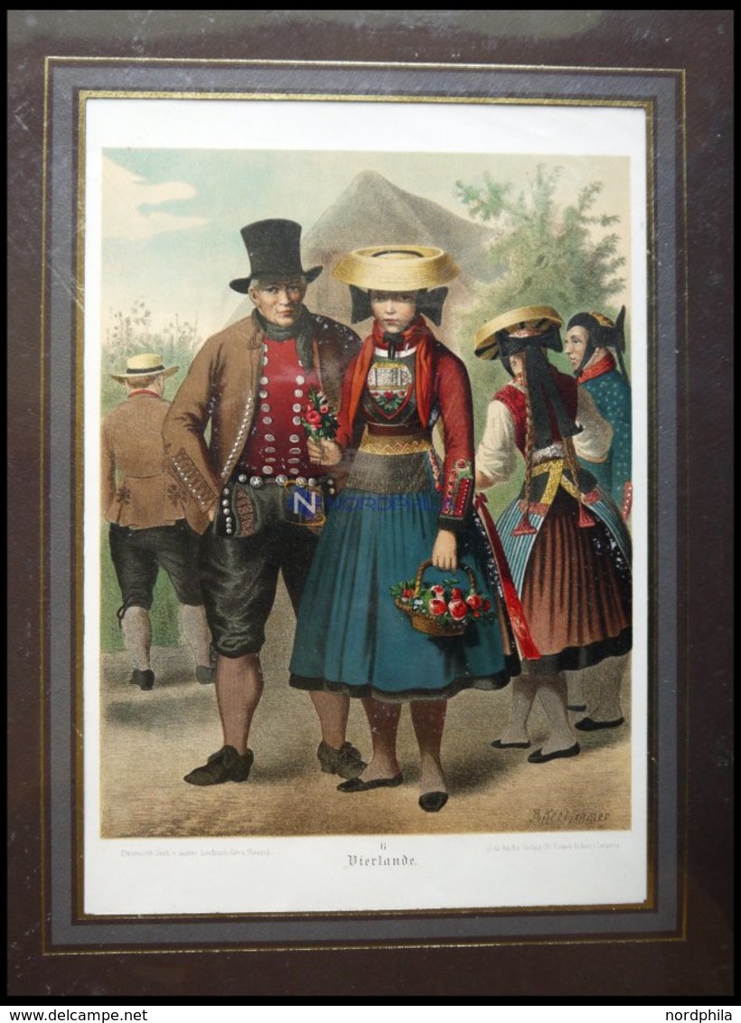 Region: Trachten Der Vierlande, Altkolorierter Chromolithogr. Von Kretschmer Um 1880 - Litografía