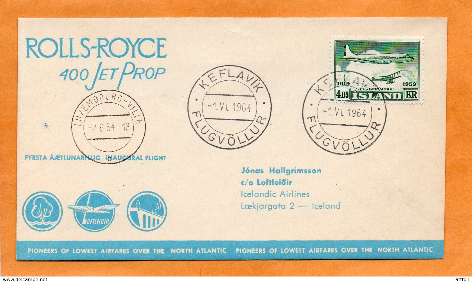 Iceland 1964 Air Mail Cover Mailed - Poste Aérienne