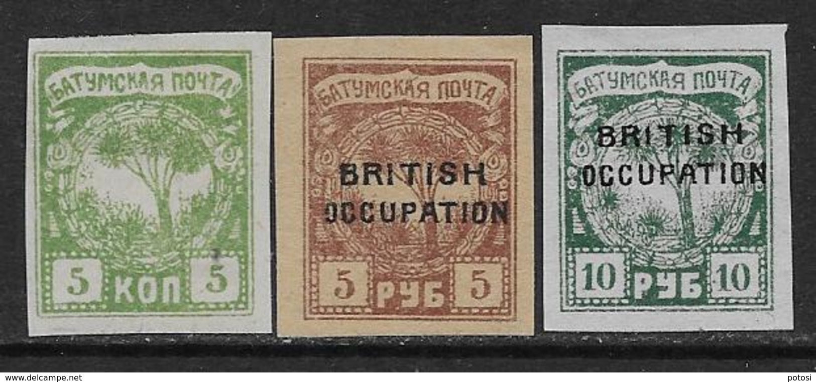 Russie Occupation Britannique (Batoum) YT 1, 13, 54 Neufs*. - 1919-20 Occupation: Great Britain