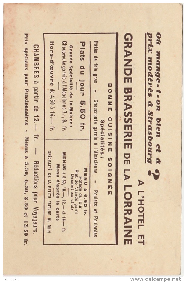 Q30 - STRASBOURG - HOTEL ET GRANDE BRASSERIE DE LA LORRAINE - G.LAUER &amp; FILS - 9 -11 VIEUX MARCHE AU POISSONS- (2 SC - Strasbourg