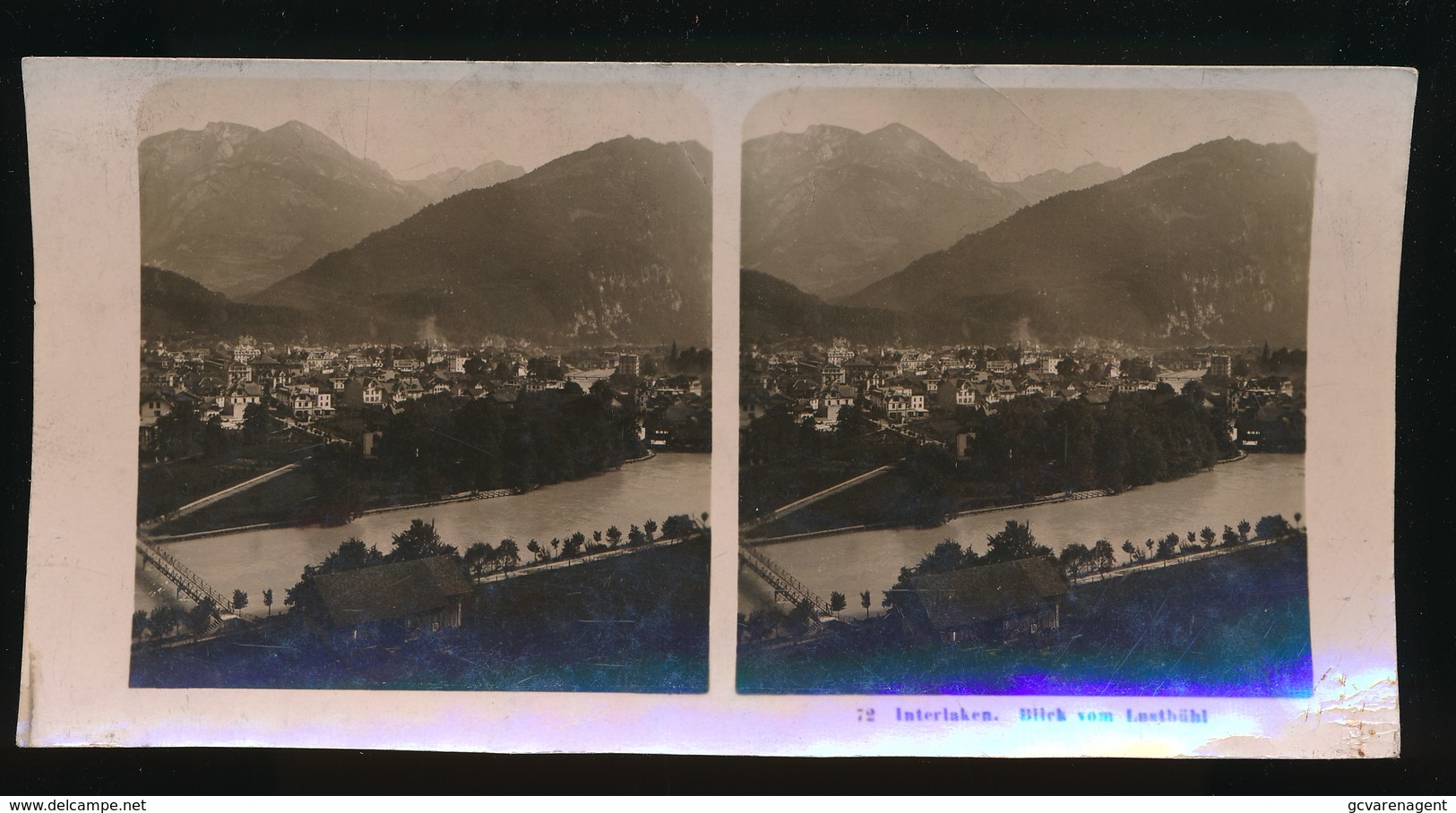 INTERLAKEN - PHOTO STEREO CARD - BLICK VOM LUSTBÜHL - Interlaken