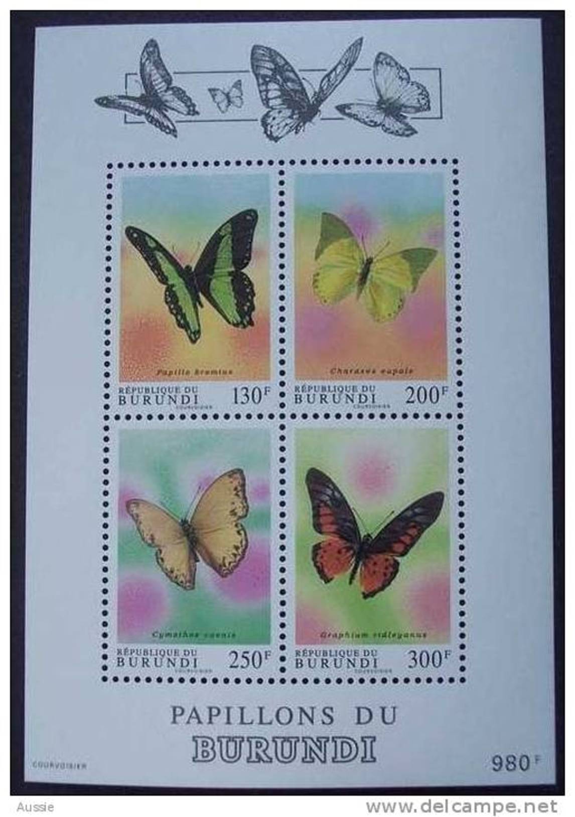 Burundi 1993 0CBn° Bloc 132 *** MNH Cote 25 € Vlinders Papillons Butterflies - Blokken & Velletjes