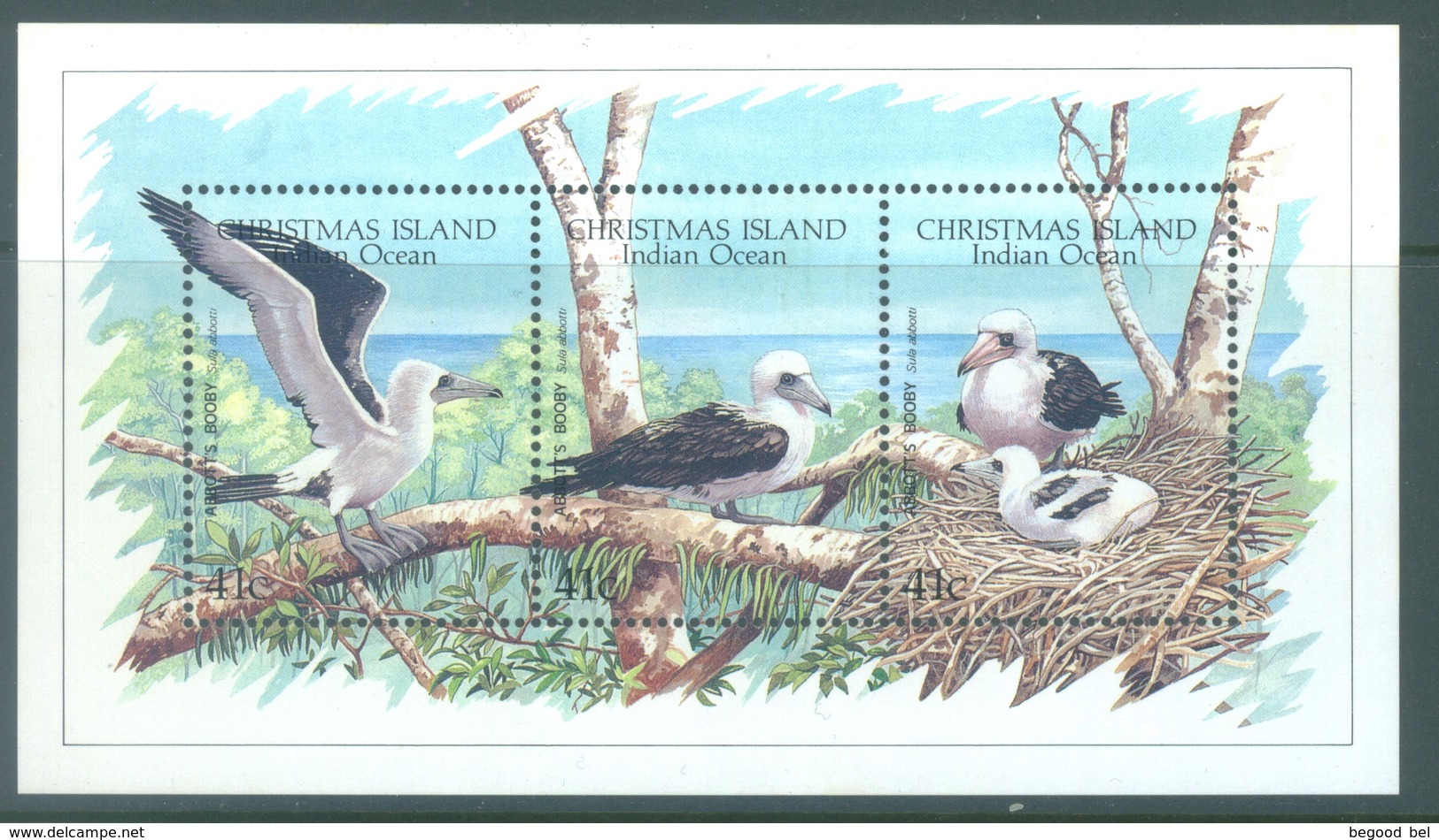 CHRISTMAS - MNH/*** LUXE - 1990 - BIRDS SULA ABBOTTI  FOU -  Yv BLOC 5 - Lot 17339 - Christmas Island