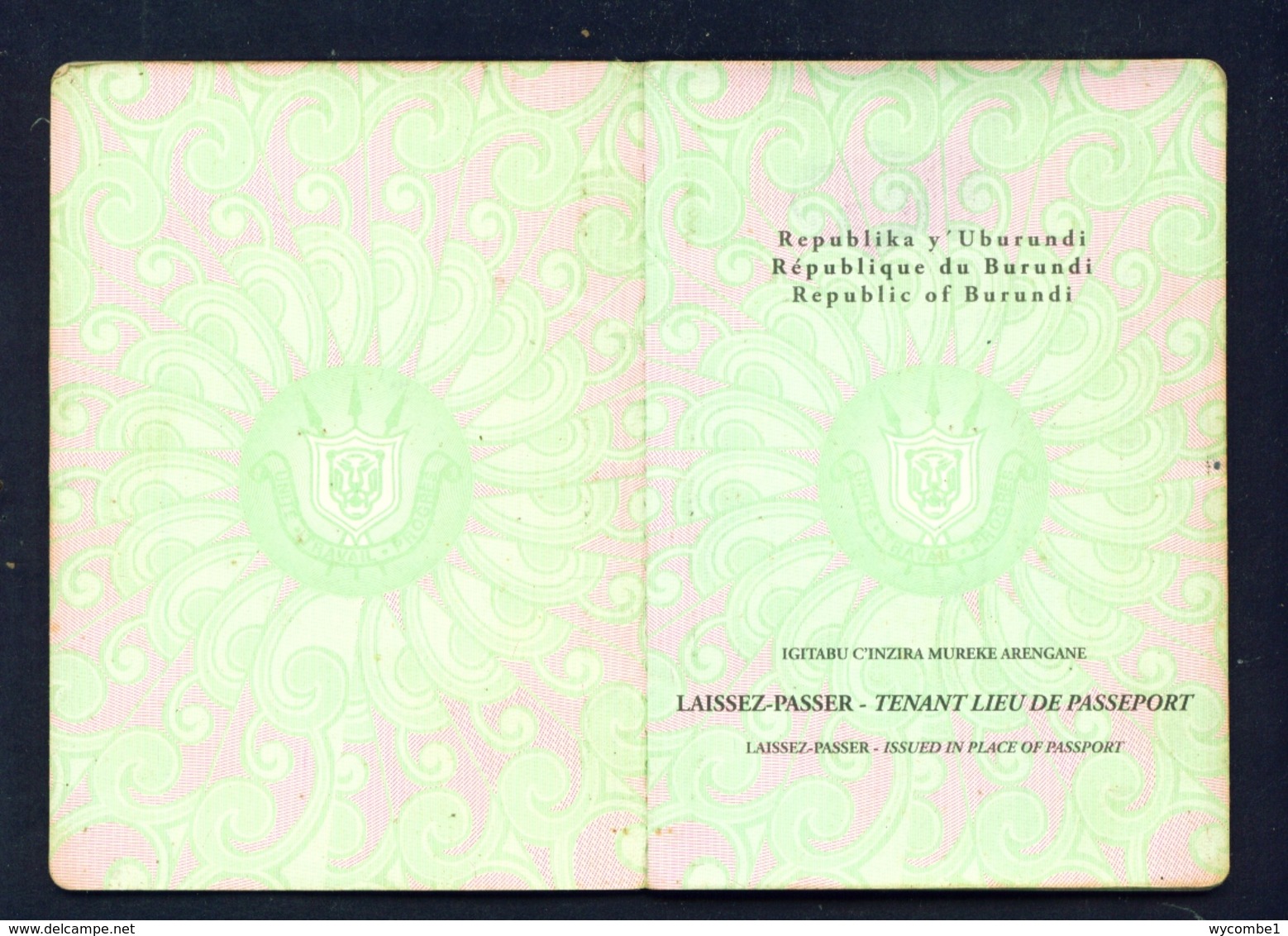 BURUNDI - Complete Expired Laissez-Passer Passport. Good Condition With No Visas Or Entry Exit Stamps. - Historical Documents