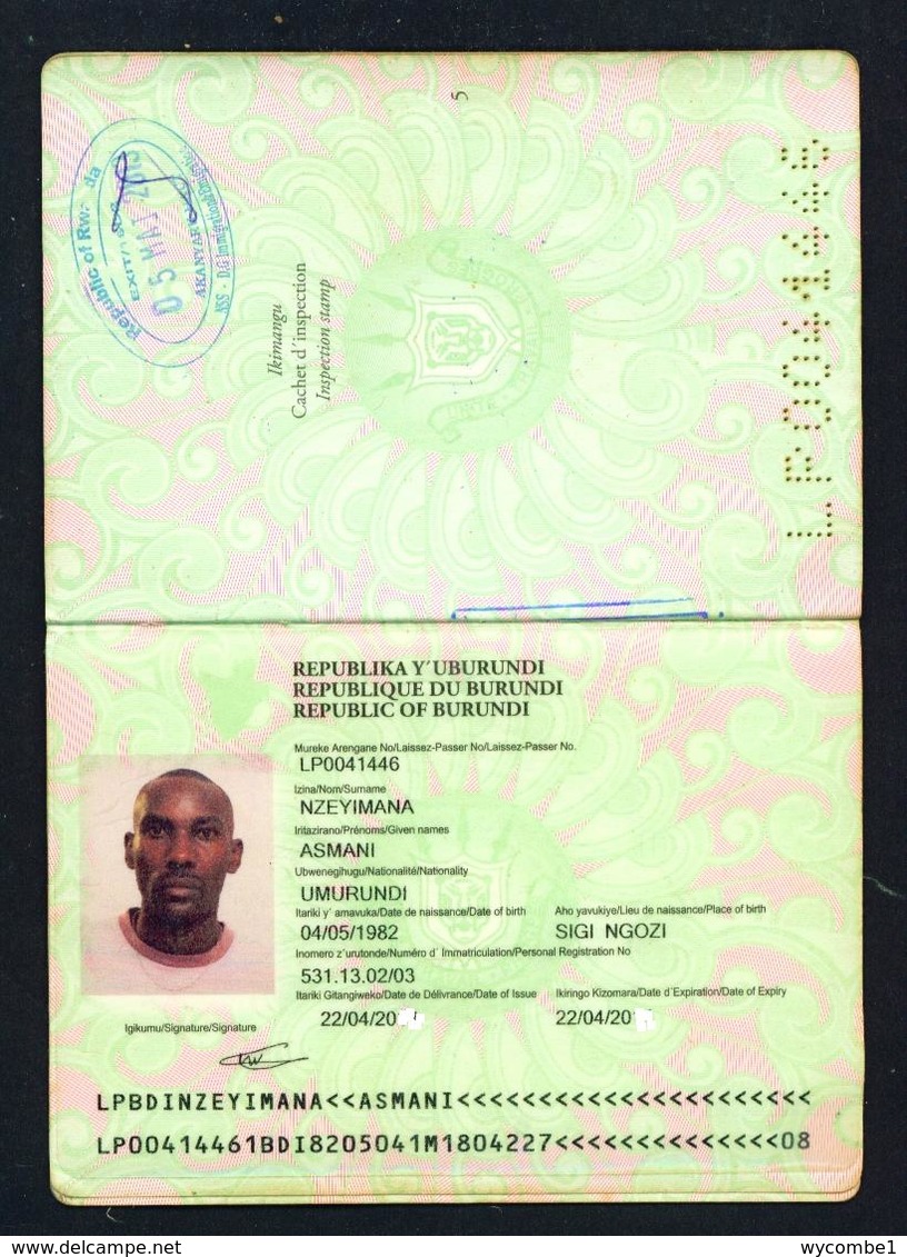 BURUNDI - Complete Expired Laissez-Passer Passport. Good Condition With No Visas Or Entry Exit Stamps. - Historical Documents