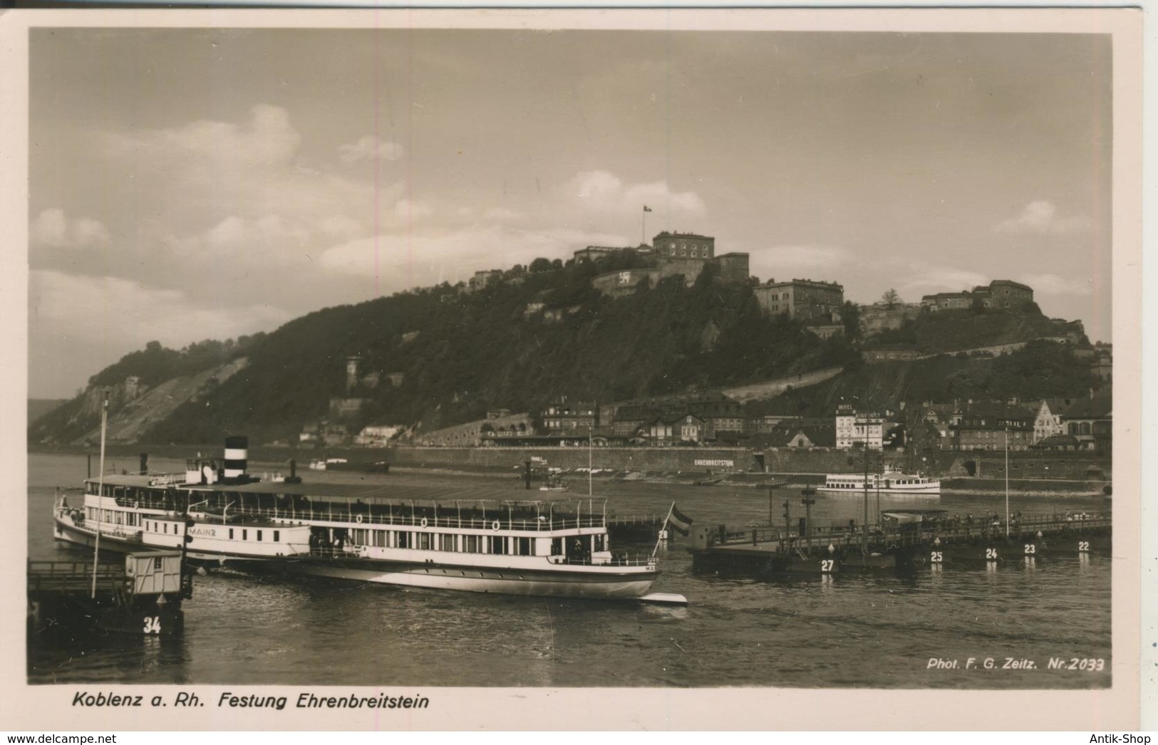 Koblenz V. 1938  Festung,Fluß,Schiff,Brücke  (636) - Koblenz