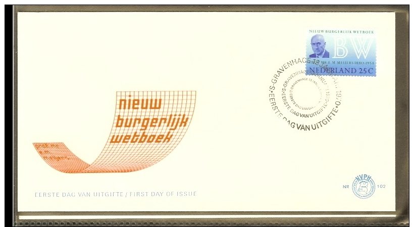1970 - Netherlands FDC E102 Blanco - New Civil Code [D12_028] - FDC