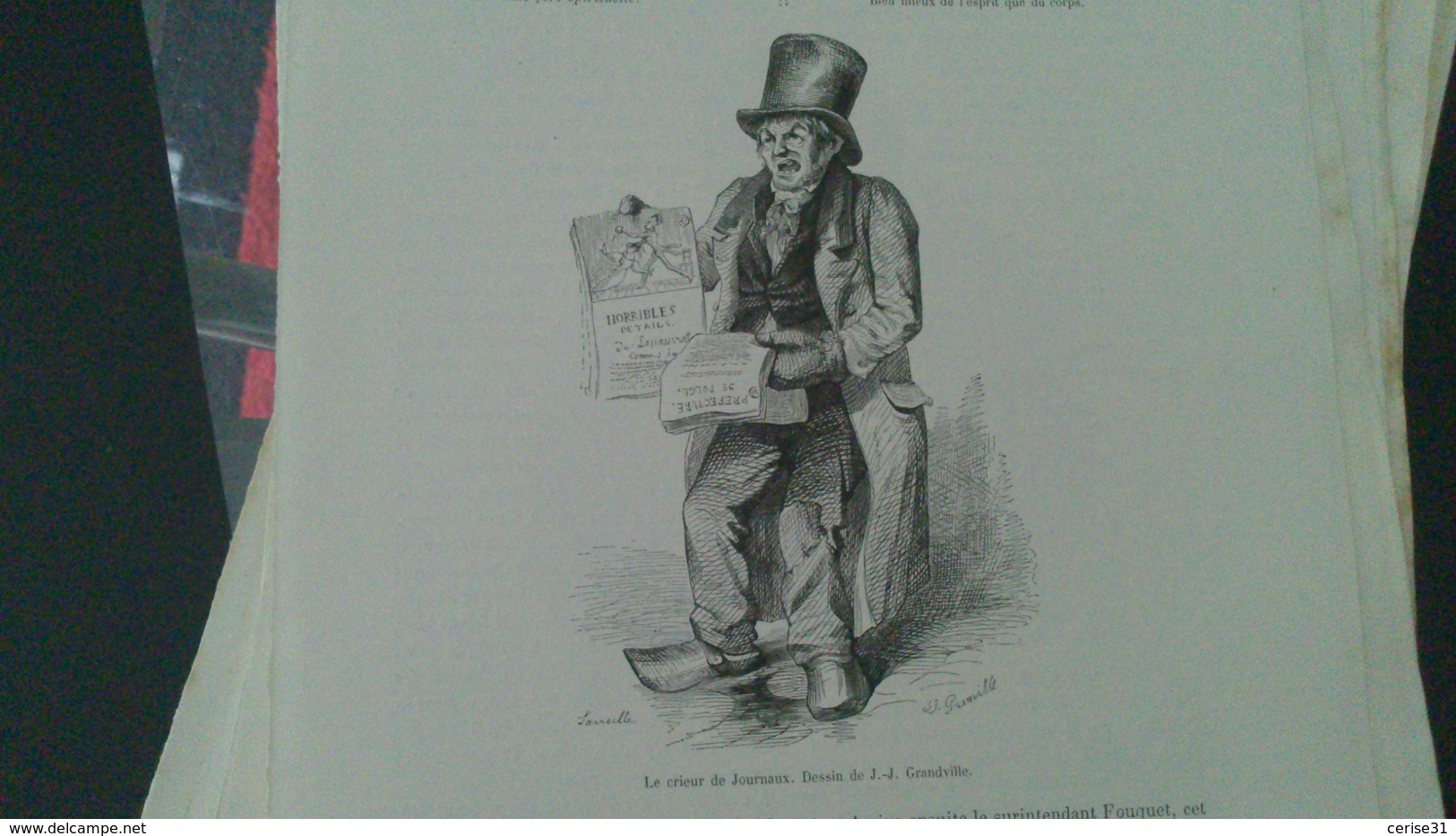 Affiche (dessin) - Le Crieur De Journaux (dessin De JJ Grandville) - Afiches