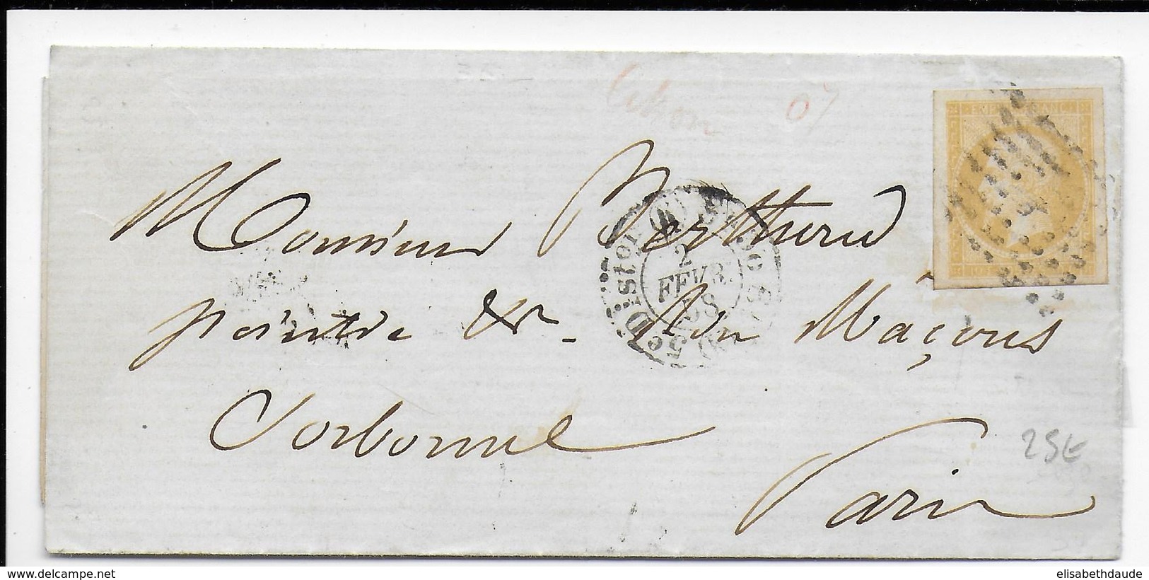 1858 - CITRON - LETTRE De PARIS => PARIS - 1853-1860 Napoléon III