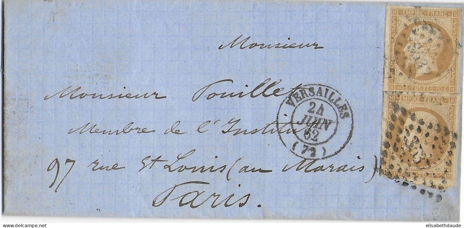 1862 - LETTRE De VERSAILLES => PARIS - 1853-1860 Napoleon III