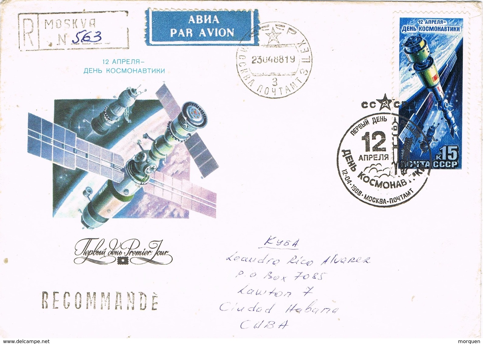 29157. Carta Aerea Certificada MOSCU (Rusia) 1988, 12 Aniversario Space - Covers & Documents