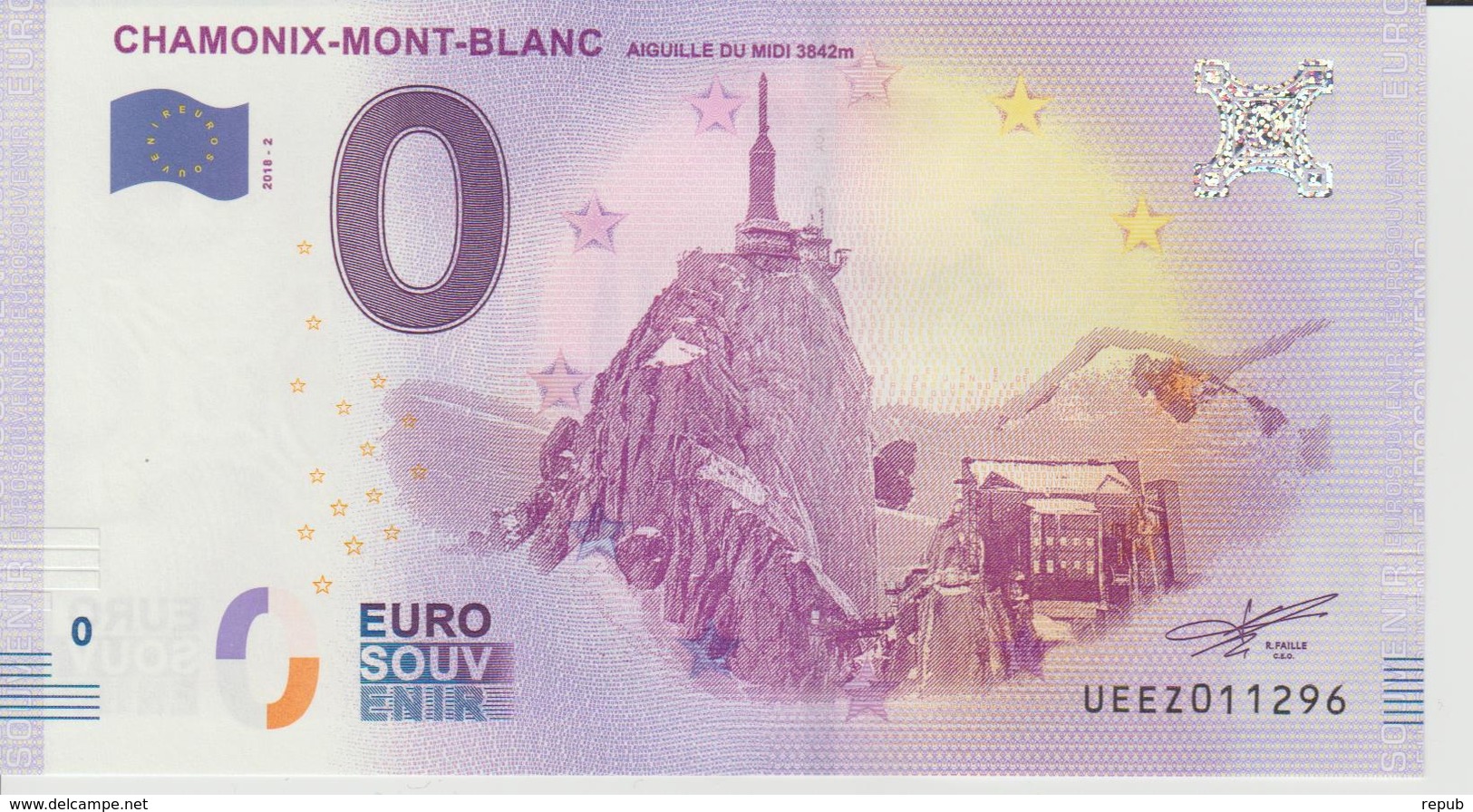 Billet Touristique 0 Euro Souvenir France 74 Chamomix-Mont-Blanc 2018-2 N°UEEZ011296 - Prove Private