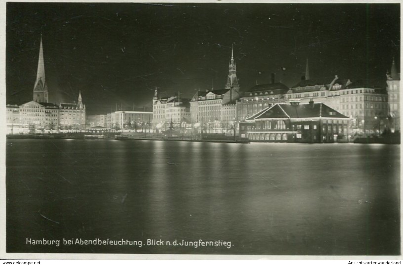 003878  Hamburg Bei Abendbeleuchtung - Blick N. D. Jungfernstieg - Mitte