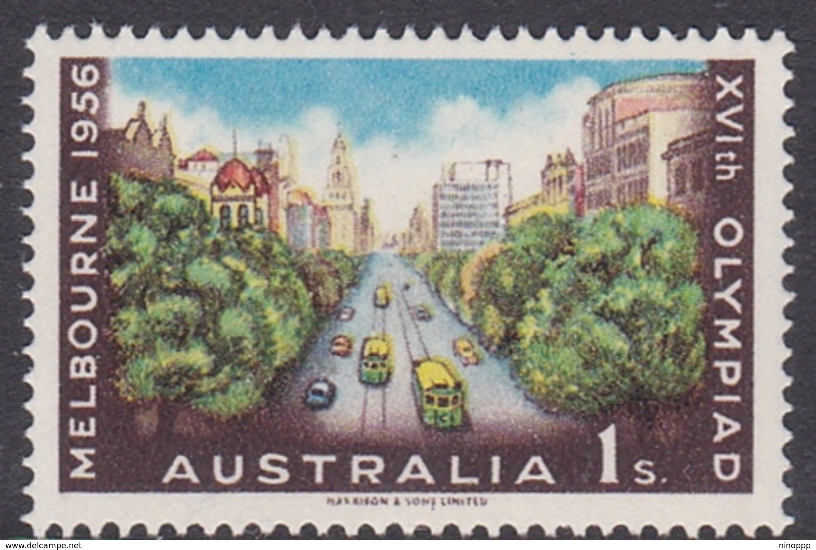 Australia ASC 328 1956 Olympic Games One Shilling Collins St, Mint Never Hinged - Mint Stamps
