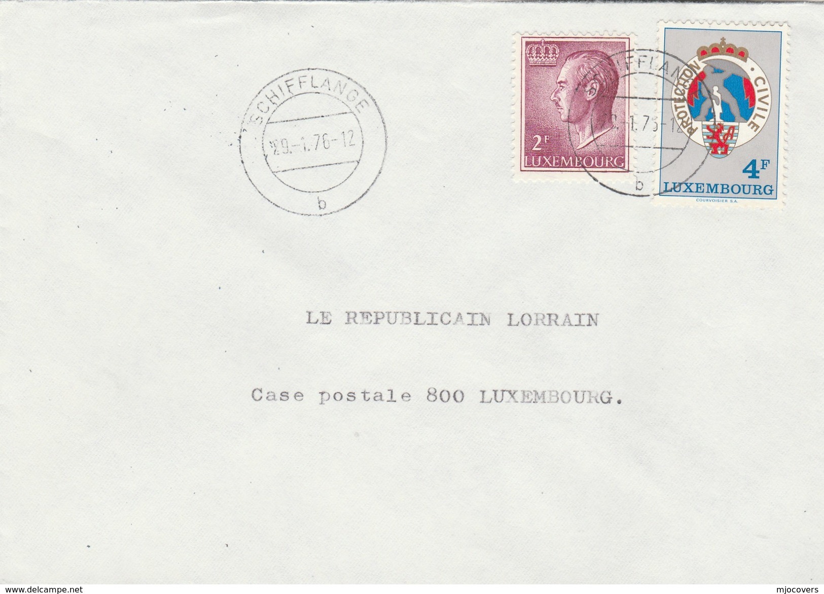 1976 Walferdance LUXEMBOURG COVER Stamps CIVIL PROTECTION HERALDIC LION - Covers & Documents