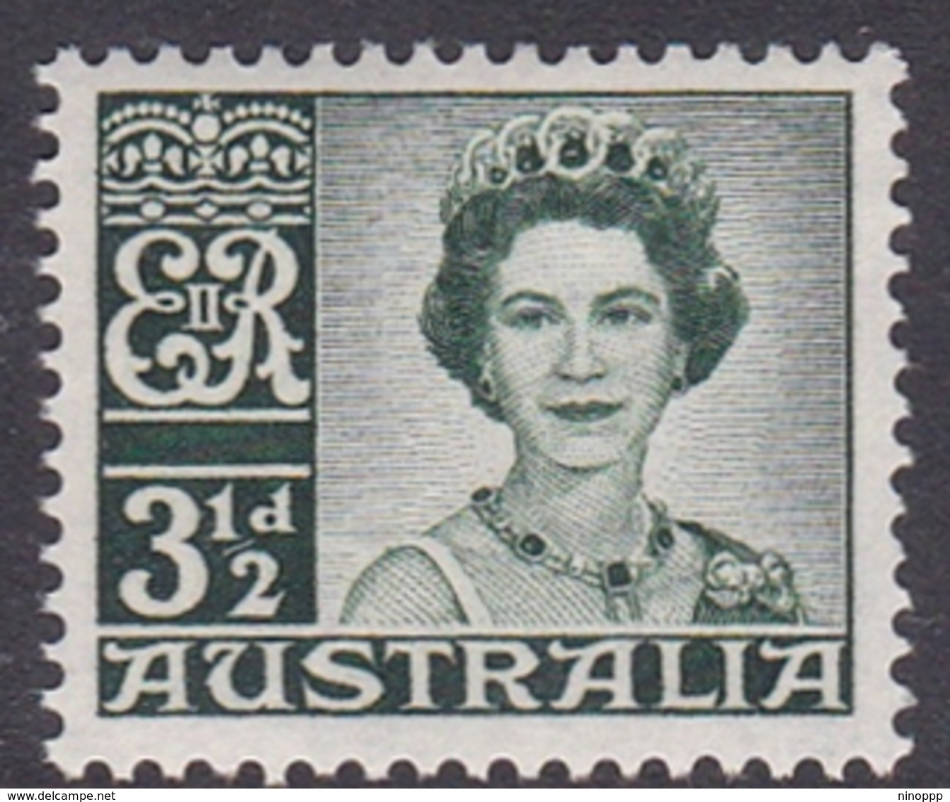 Australia ASC 344 1959 Queen Elizabeth II Definitives 3.5 Green, Mint Never Hinged - Mint Stamps