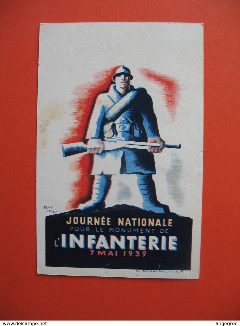 Carte Journée Nationale Pour Le Monument De L'infanterie 7 Mai 1939 Affranchie Avec Le 55c+70c Et 65c+1f10 - Weltkrieg 1939-45