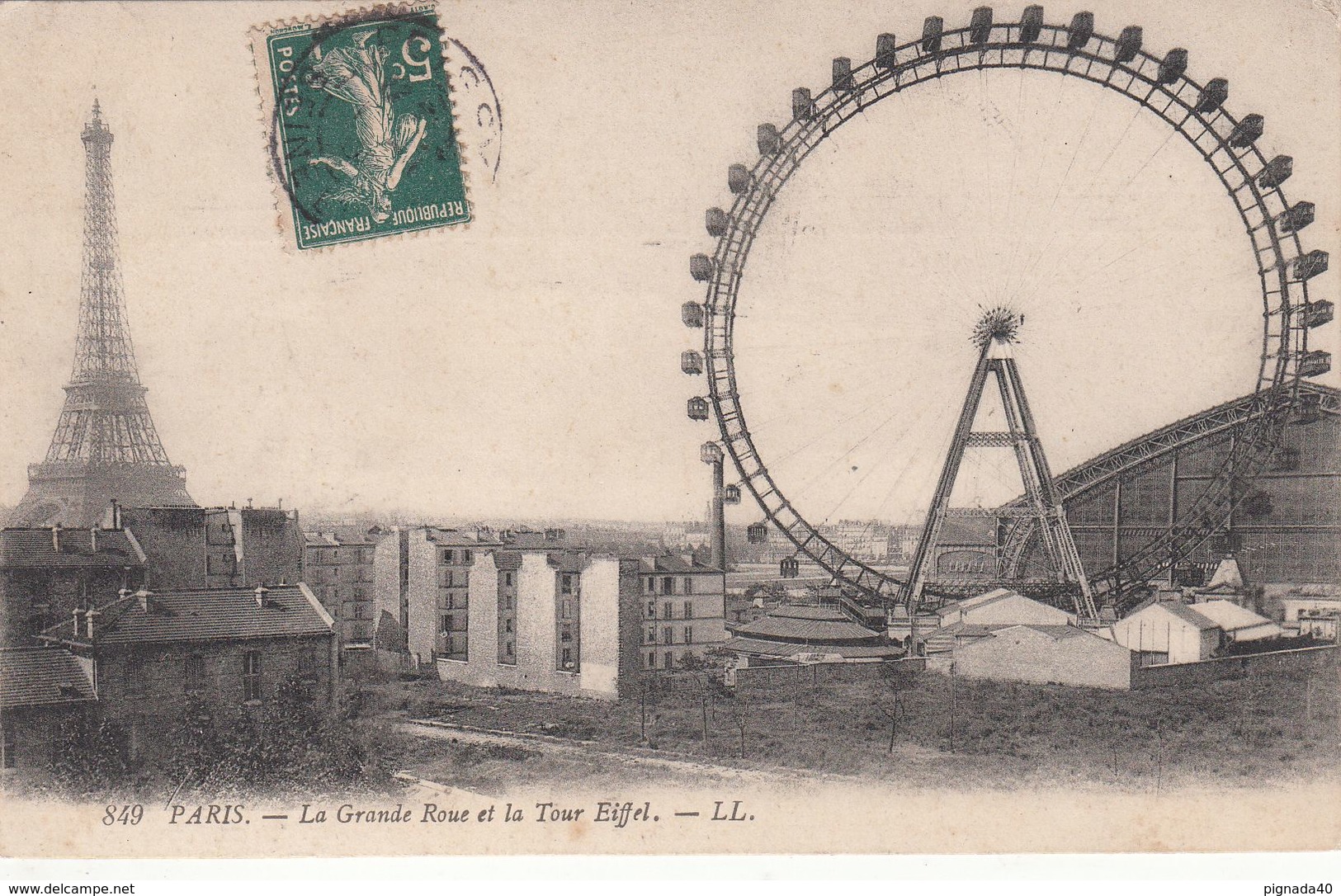 Cp , 75 , PARIS , La Grande Roue Et La Tour Eiffel - Other Monuments