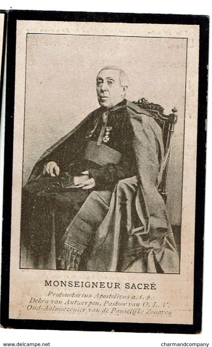 Souvenir Pieux - Monseigneur Petrus Josephus Franciscus SACRE - Merchtem 1825 / Antwerpen 1895 - 2 Scans - Images Religieuses