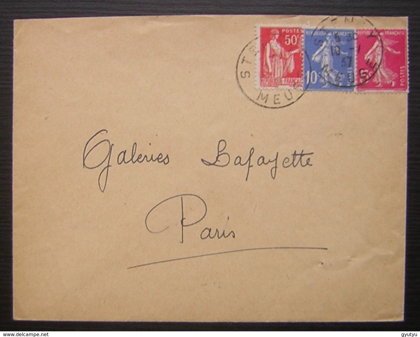 1937 STENAY (Meuse) Lettre Avec Affranchissement Tricolore à 0.65 Pour Les Galeries Lafayette à Paris - 1921-1960: Période Moderne