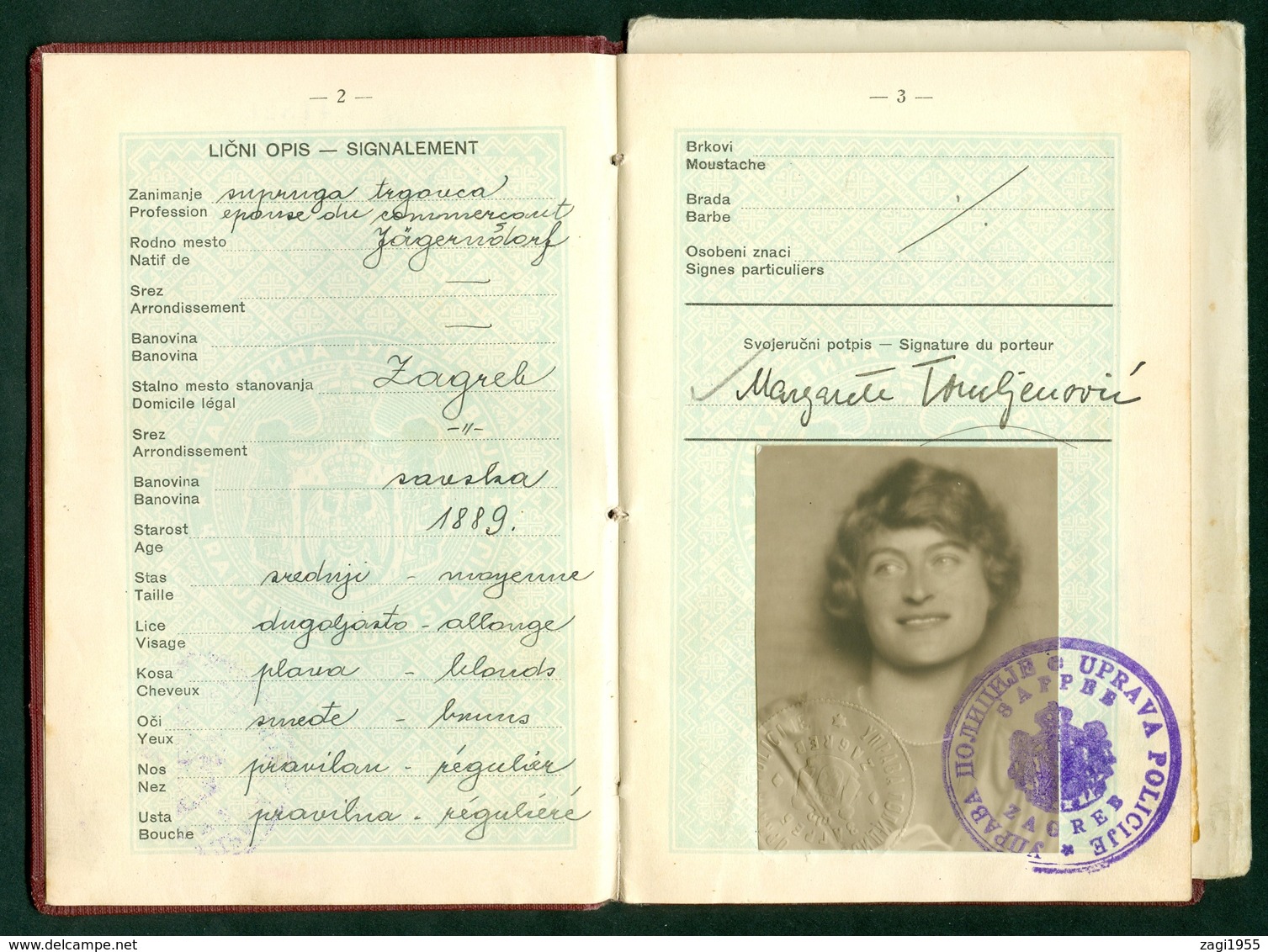 Yugoslavia Kingdom 1932 Passeport Tomljenovic Tax Visa Austria Czechia France Switzerland Hungary Germany Italy - Sonstige & Ohne Zuordnung