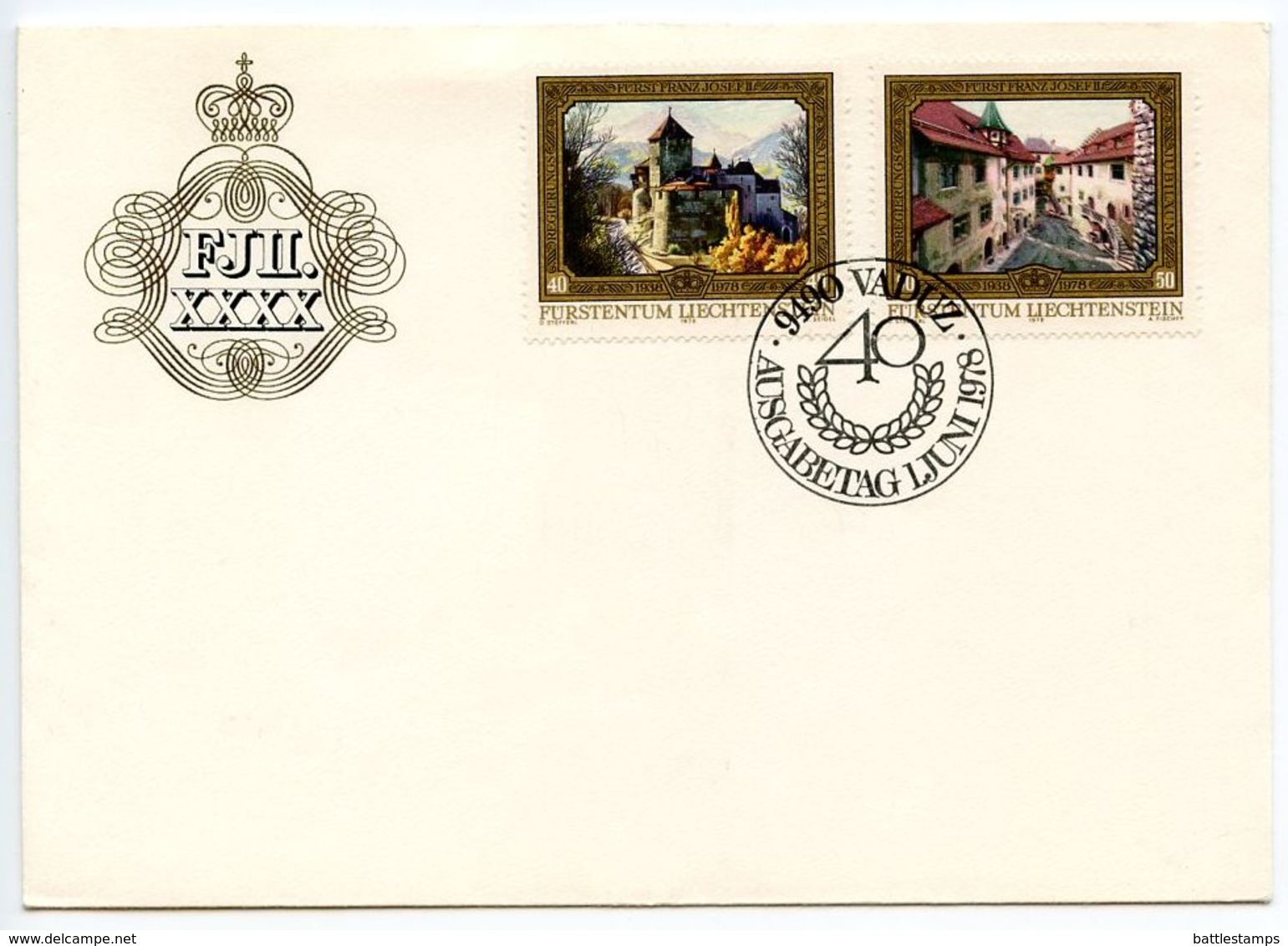 Liechtenstein 1978 Scott 650-651 FDC Vaduz Castle - FDC