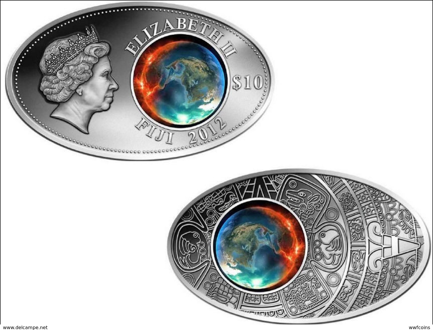 FIJI 10 $ 2012 ARGENTO SATINATO APOCALISSE MAYA PESO 20g TITOLO 0,925 PZ. 1000 CONIATI CONSERVAZIONE FDC+GARANZIA  UNC+C - Figi