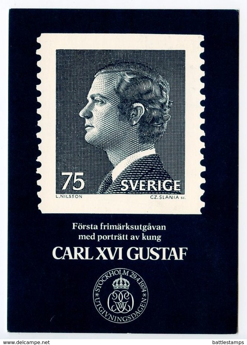 Sweden 1975 King Carl XVI Postcard - Svenka Flaggans Dag - Other & Unclassified