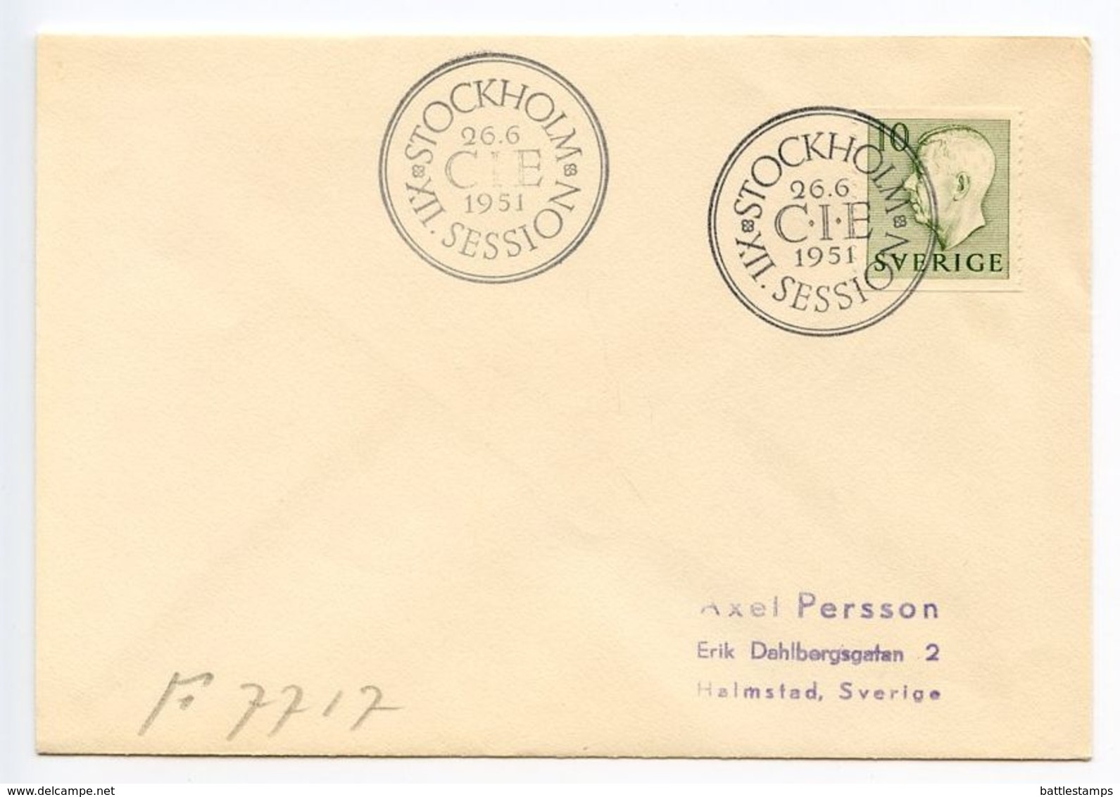 Sweden 1951 Stockholm C.I.E. XII Session Commemorative Cover - Covers & Documents