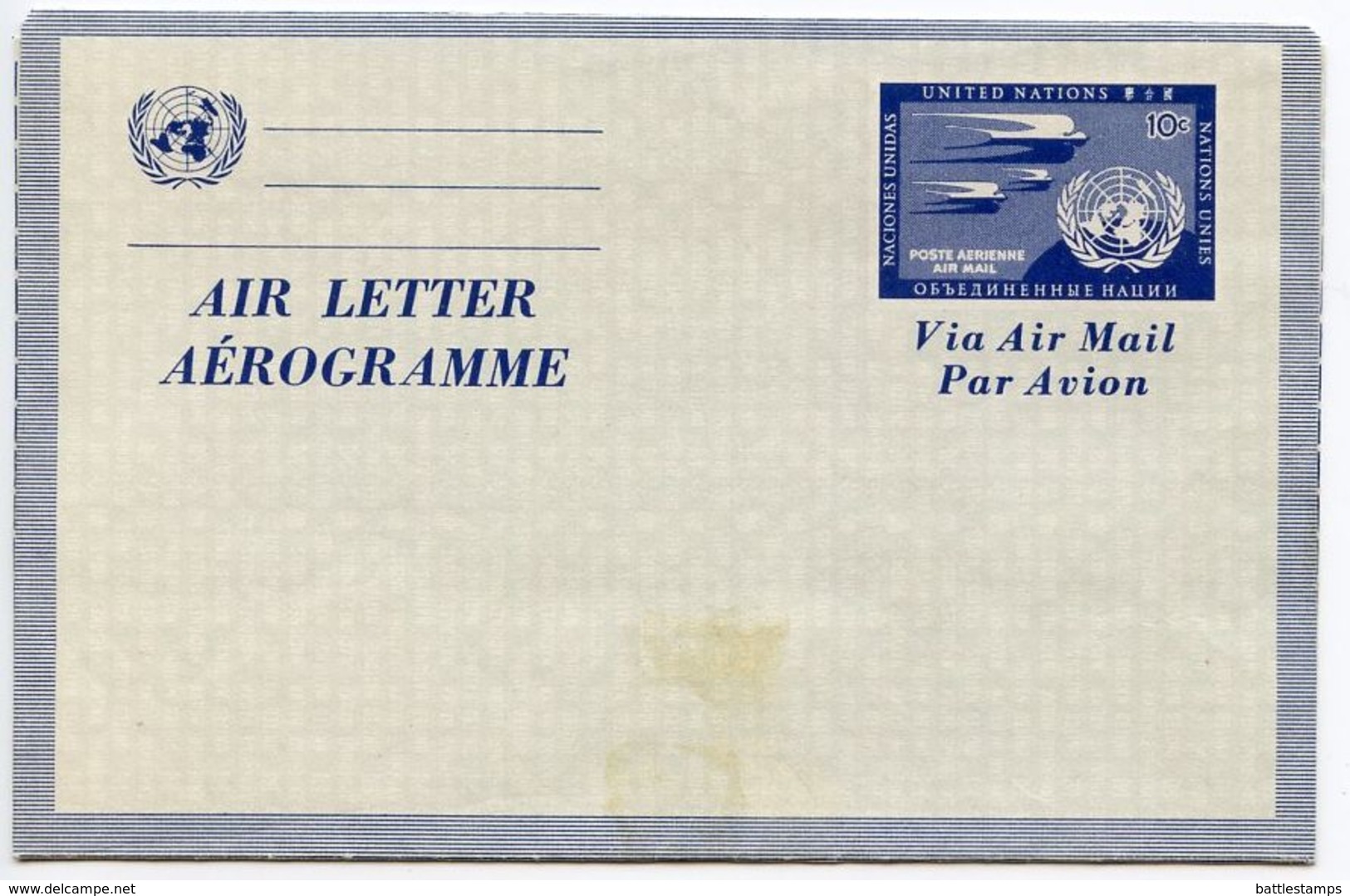 United Nations-New York 1954 Mint Scott UC2 Aerogramme - Poste Aérienne
