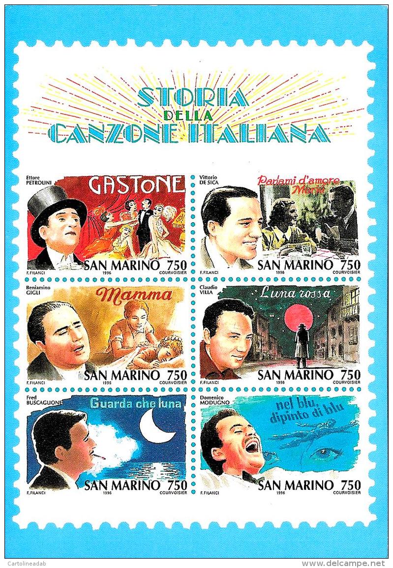 [MD1987] CPM - STORIA DELLA CANZONE ITALIANA - FOGLIETTO FRANCOBOLLI REPUBBLICA SAN MARINO - CON ANNULLO 25.9.2009 - NV - Musica E Musicisti