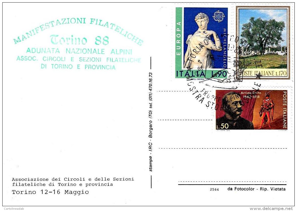 [MD1989] CPM - TRUPPE ALPINE - MOSTRA STORIA POSTALE TORINO 88 ADUNATA NAZIONALE ALPINI - CON ANNULLO 13.5.1988 - NV - Altri & Non Classificati