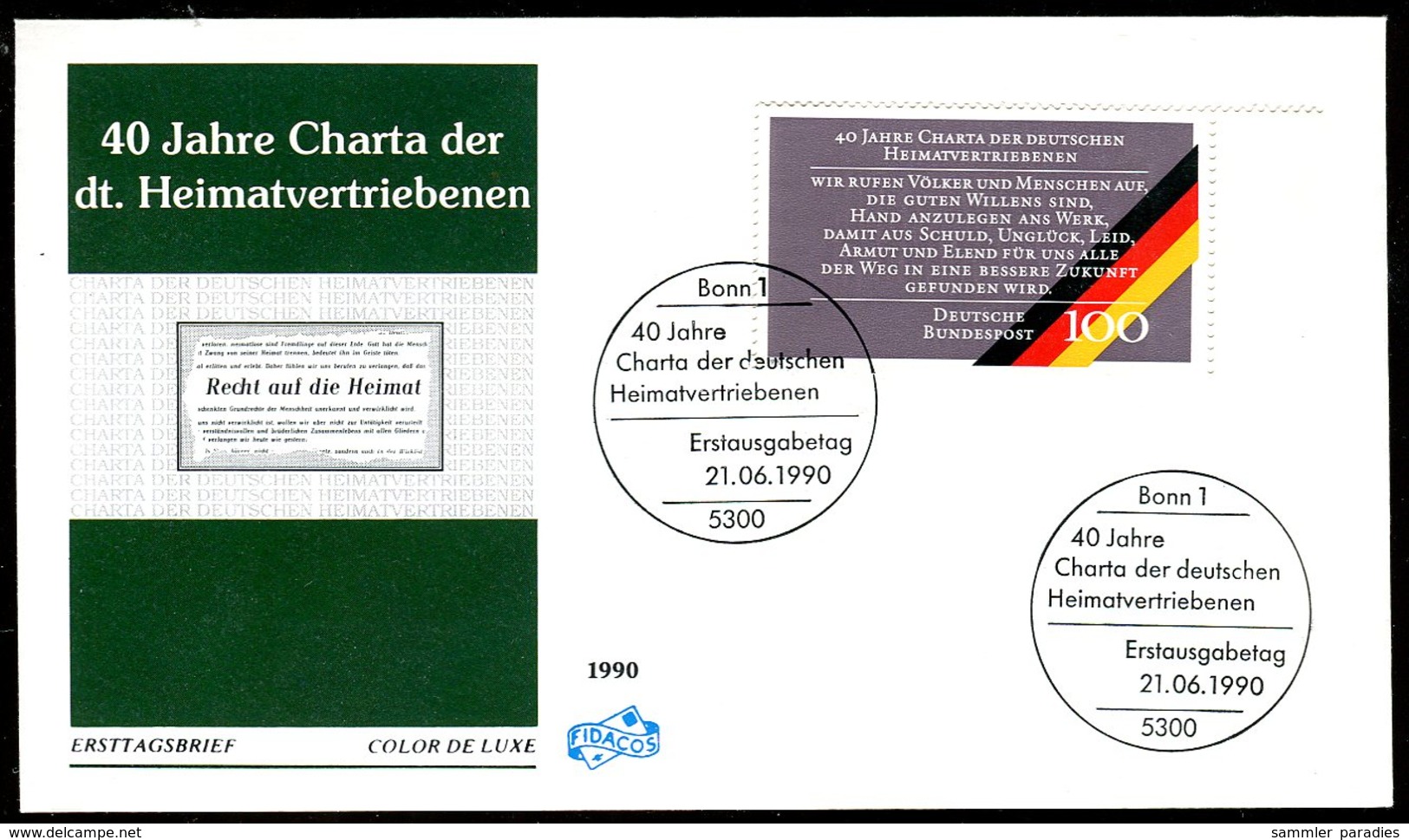 03502) BRD - Mi 1470 - FDC - 100Pf       40 Jahre Charte Der Dt. Heimatvertriebenen - Otros & Sin Clasificación
