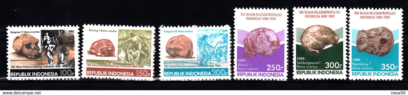 Indonesie 1989 Mi Nr 1306 - 1312, 100 Jaar Paleoanthropology In Indonesië,  Postfris - Indonesia