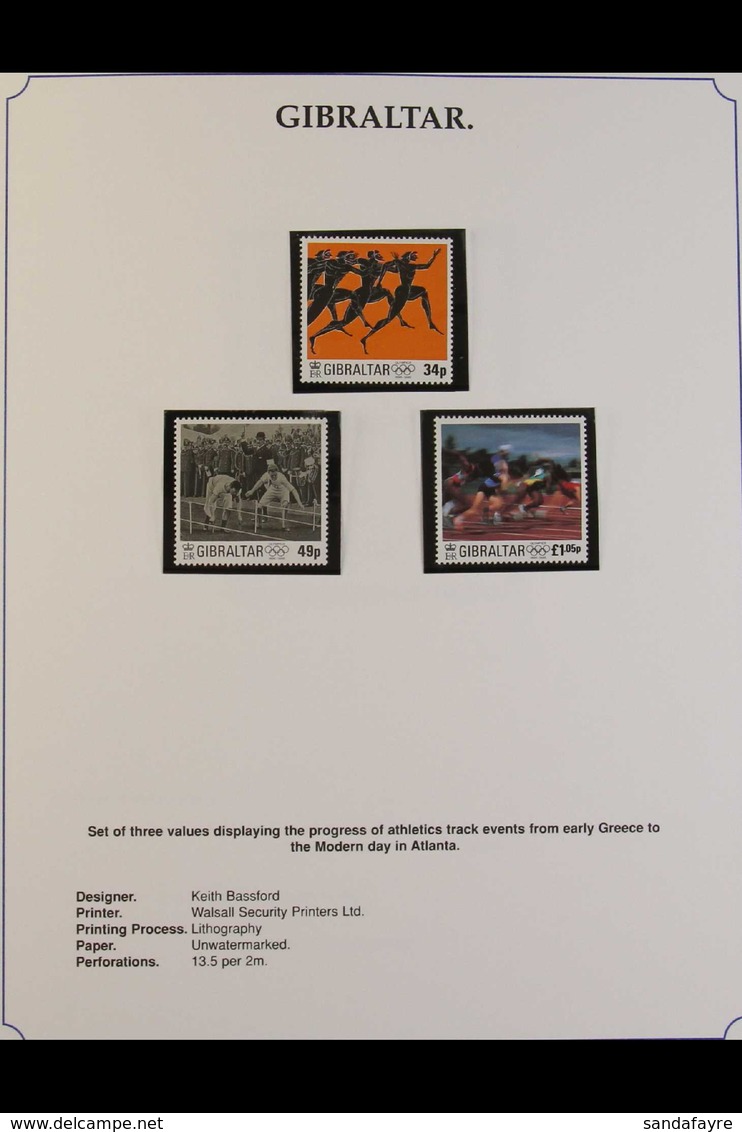 1996 OLYMPIC GAMES 1996 Thematic Collection Of Never Hinged Mint Stamps, Miniature Sheets, And Covers In A Dedicated Alb - Unclassified