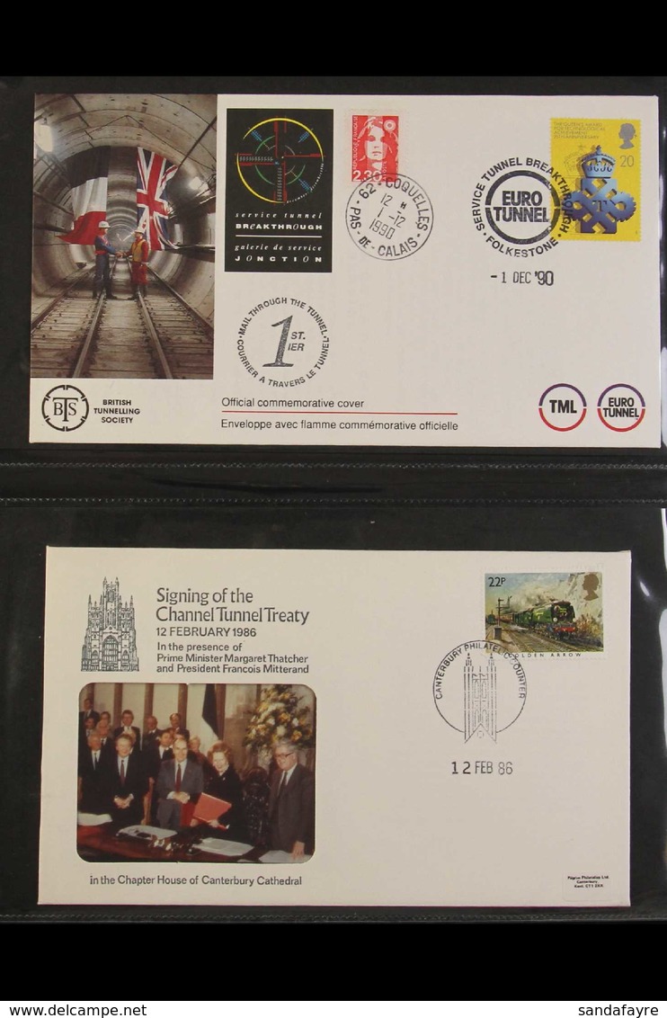 CHANNEL TUNNEL 1986-2004 Thematic Collection Of Great Britain And France Commemorative And First Day Covers, Includes 19 - Unclassified