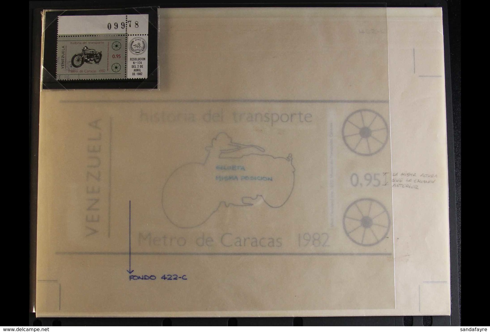 MOTORCYCLES ORIGINAL ARTWORK - Venezuela 1983 Transport 0.95c CLEVELAND MOTORCYCLE, Scott 1292, SG 2493, Design For Fram - Unclassified
