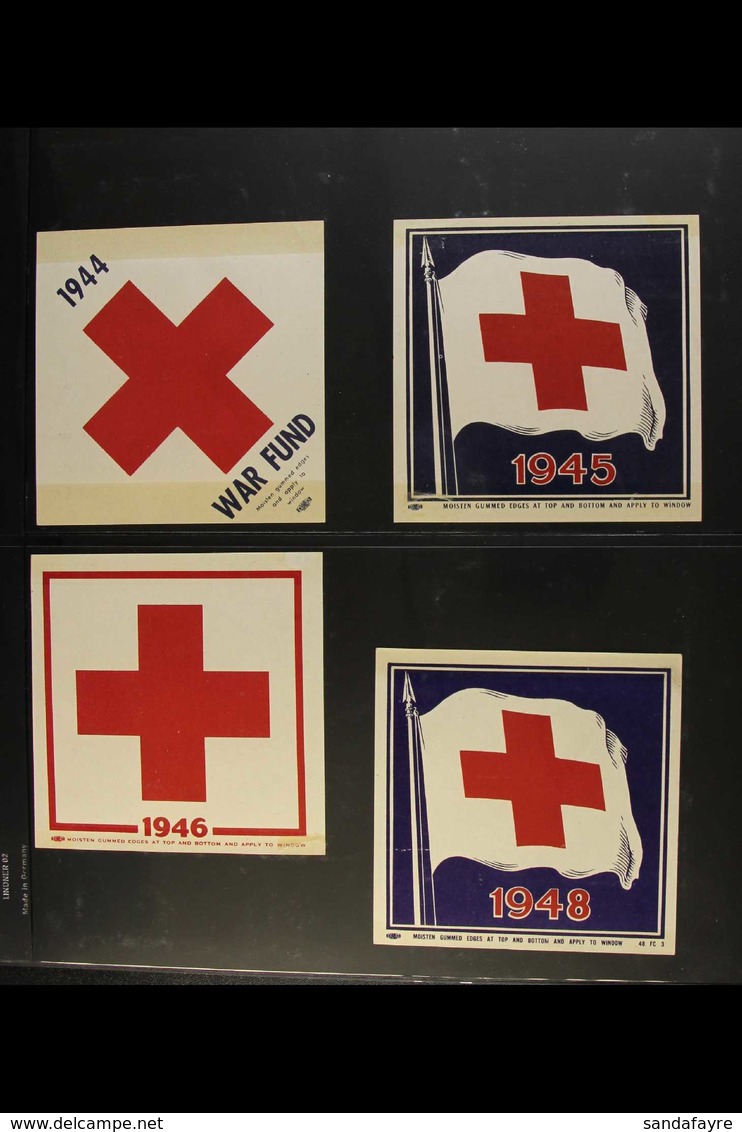 RED CROSS WORLD EPHEMERA COLLECTION On Stock Pages, Inc USA Gummed Labels, Large Window Labels, Book Marks, Membership & - Unclassified