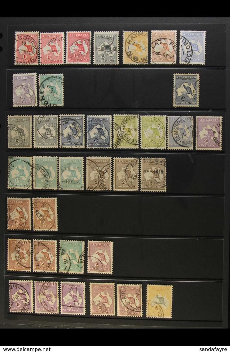 1913-36 USED KANGAROOS Incl. First Watermark To 1s, Third Wmk To 2s, 1936 Wmk "C Of A" To 5s X2 And 10s, Mixed Condition - Other & Unclassified