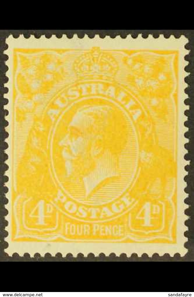 1914-20 4d Lemon-yellow George V Head, SG 22b, Very Fine Mint. For More Images, Please Visit Http://www.sandafayre.com/i - Other & Unclassified
