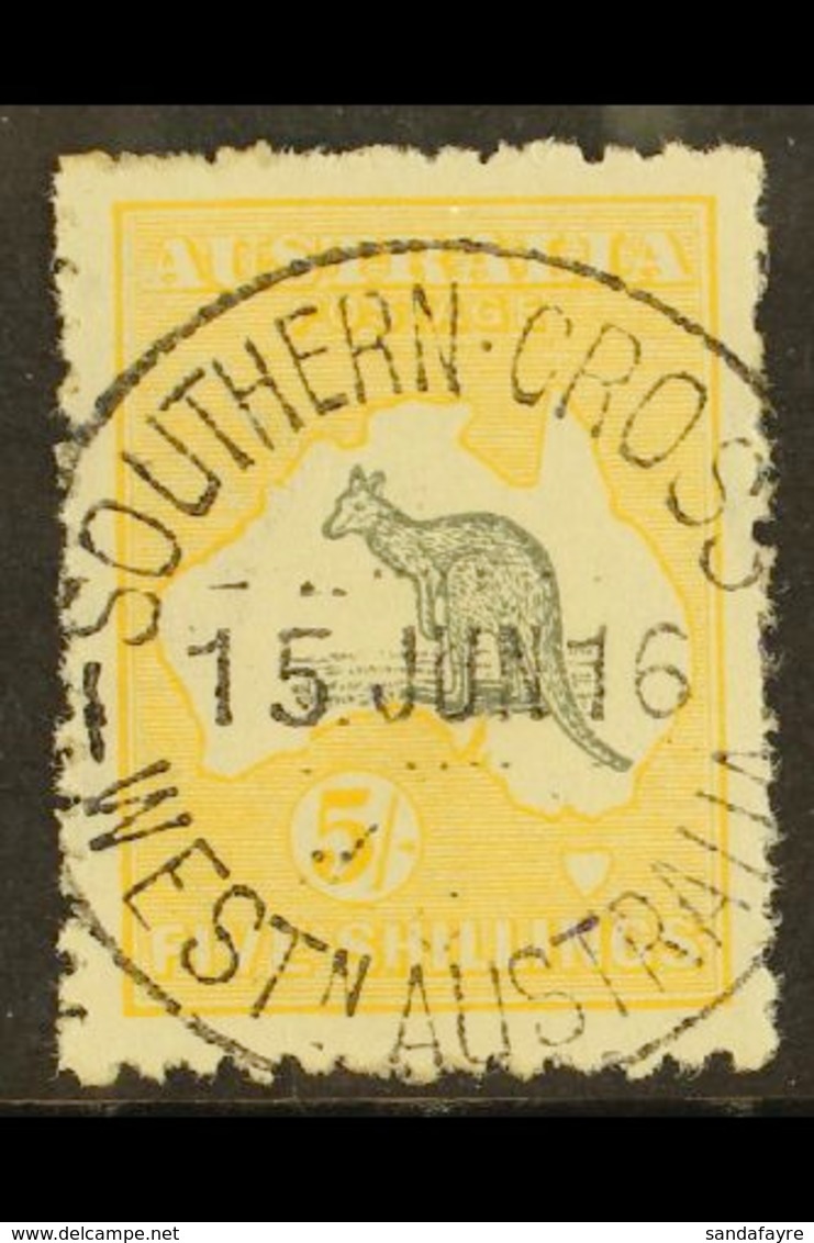 1915 5s Grey And Yellow Kangaroo, SG 30, Superb Used With Lovely Neat Centrally Placed "SOUTHERN CROSS / WESTN. AUSTRALI - Other & Unclassified
