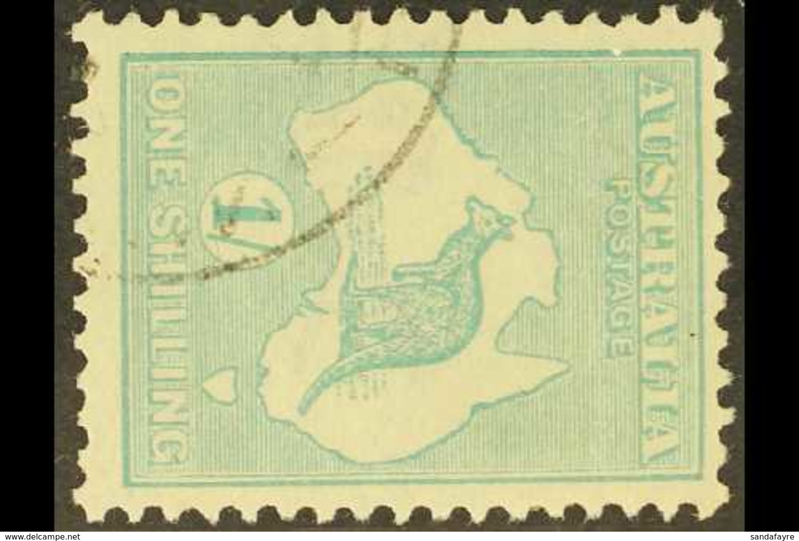 1915-27 1s Blue-green Kangaroo, WATERMARK SIDEWAYS, SG 40ba, Very Fine Used. For More Images, Please Visit Http://www.sa - Other & Unclassified