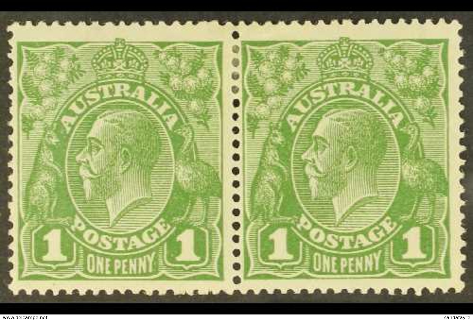1924 1d Sage-green, Wmk 6a, Horizontal Pair One With "RA" JOINED Variety, SG 82 And 82d, Fine Mint. (2 Stamps) For More  - Other & Unclassified